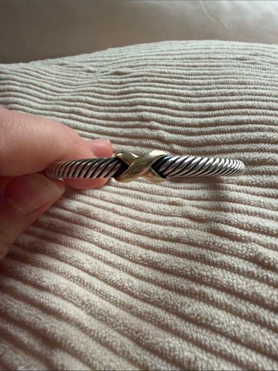 David Yurman Jewelry - David Yurman Cable Bracelet with Gold X Accent - Silver and Gold